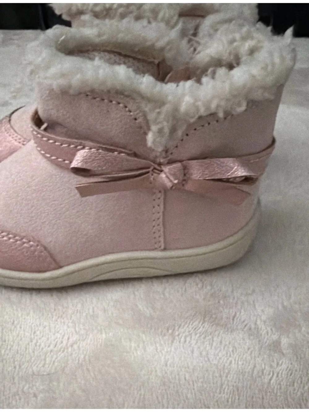 Stride Rite Girls Pink Faux-Fur Lined Winter Boots, Size 6
